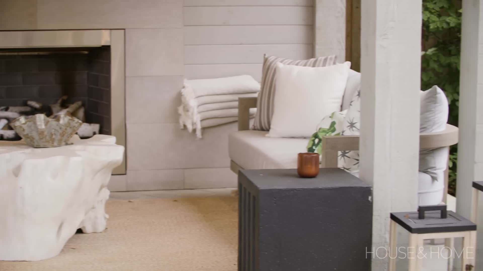 Outdoor seating area with a pergola providing shade