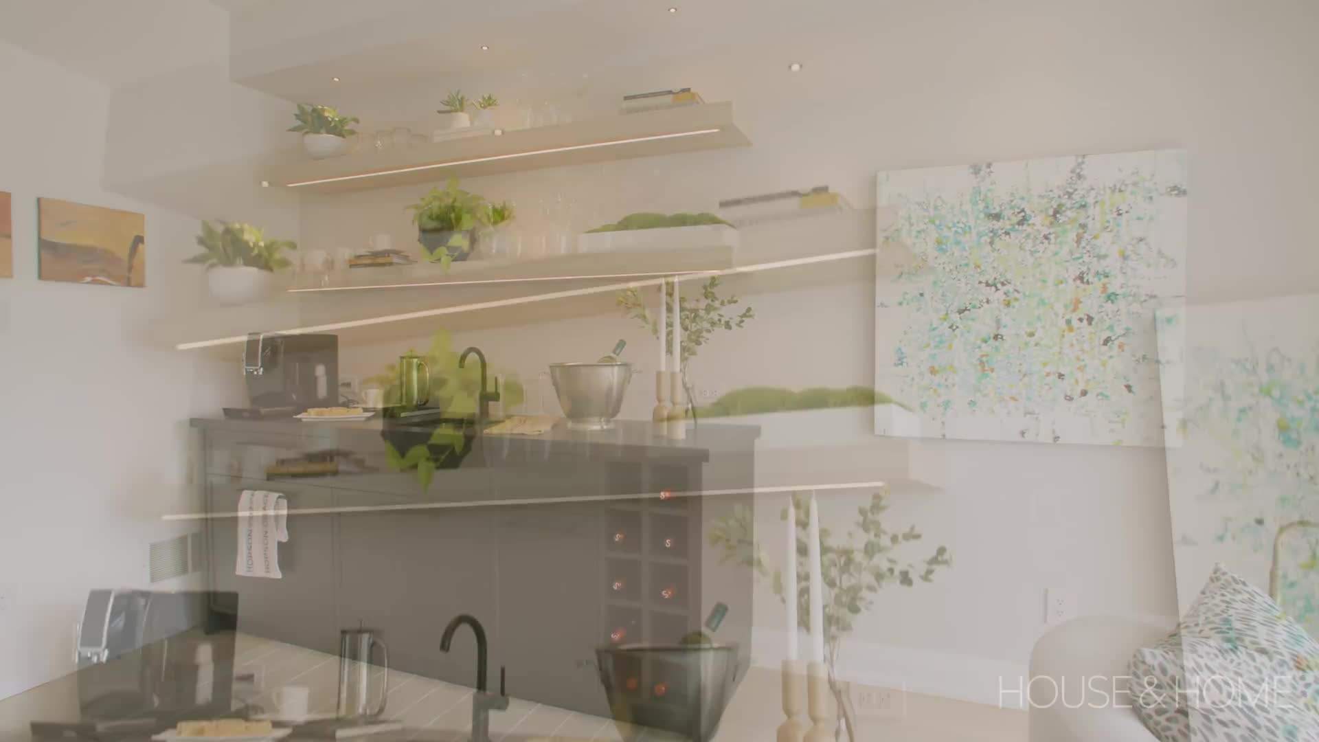 Color palette and contemporary finishes in the renovated kitchen