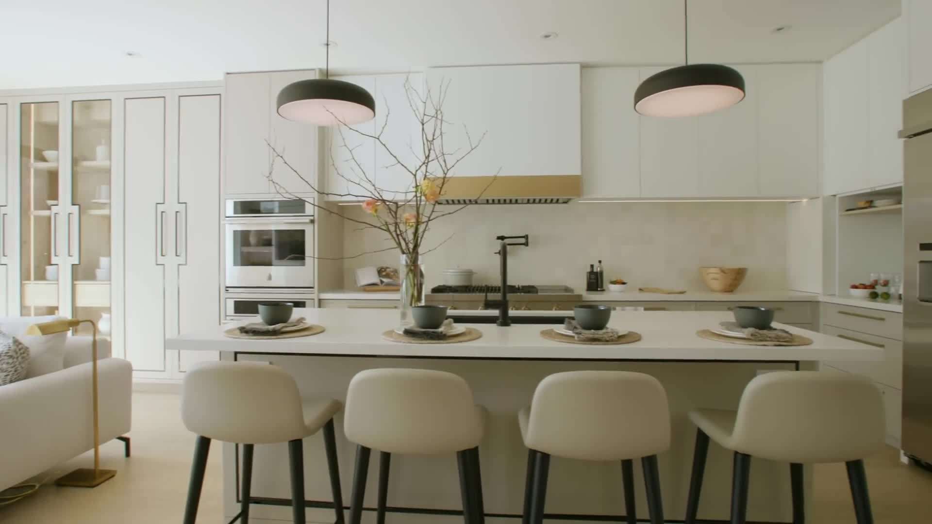 Before and after shots of the kitchen transformation