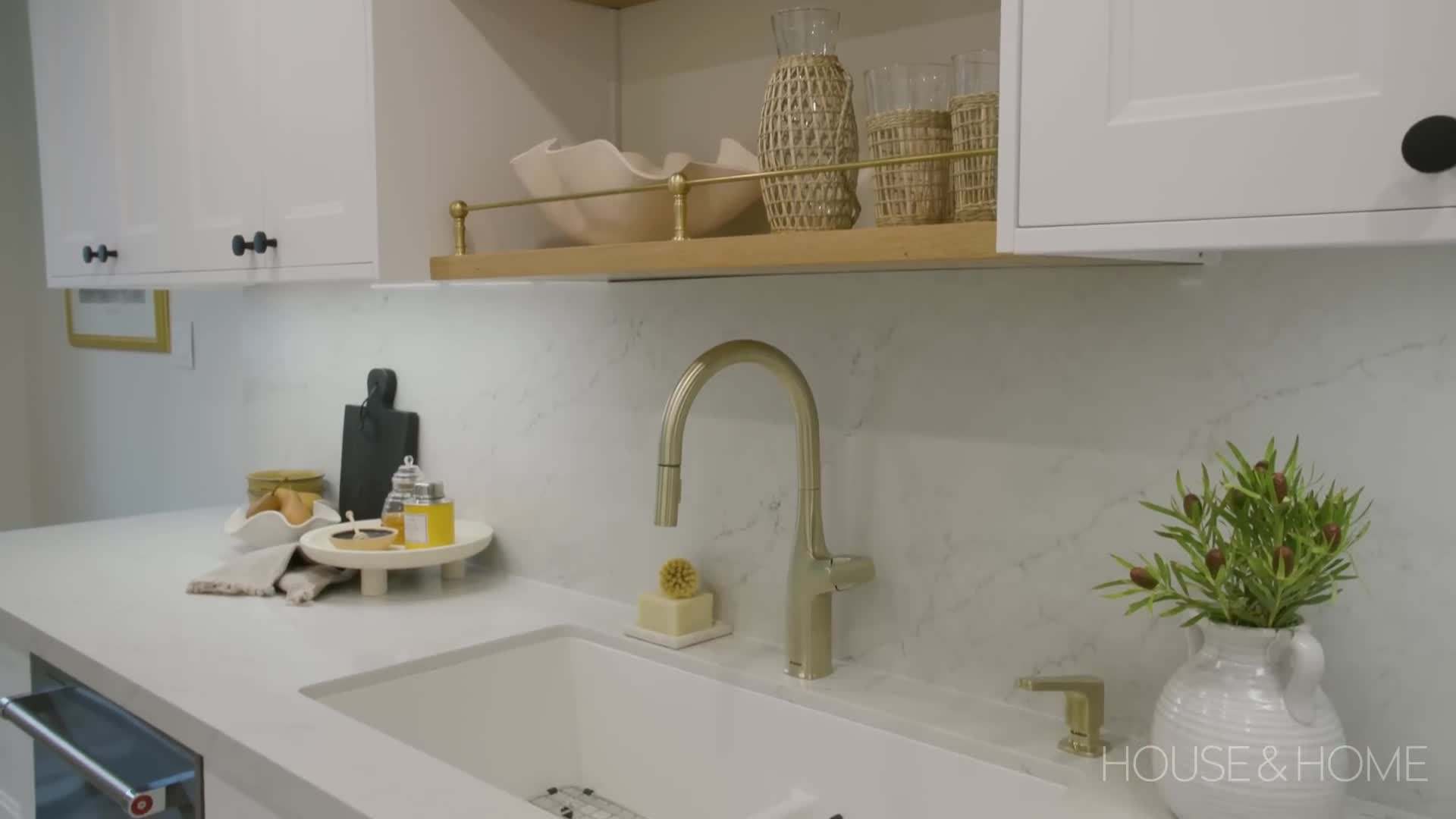 Close-up of black metal hardware in the kitchen