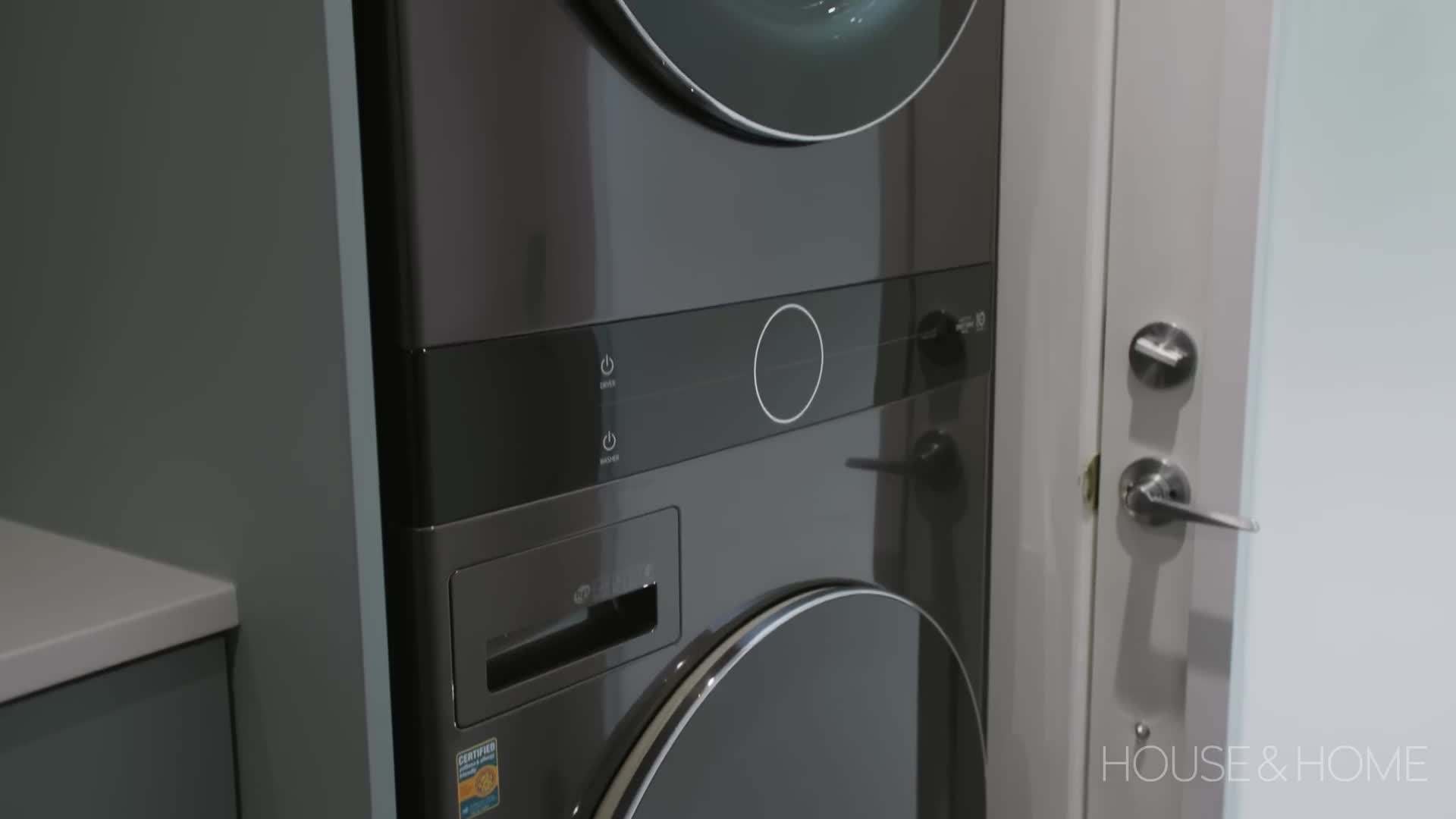 Before and after photos of the basement transformation