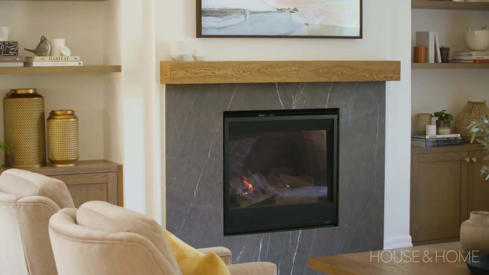 Refaced Fireplace with Honed Black Marble
