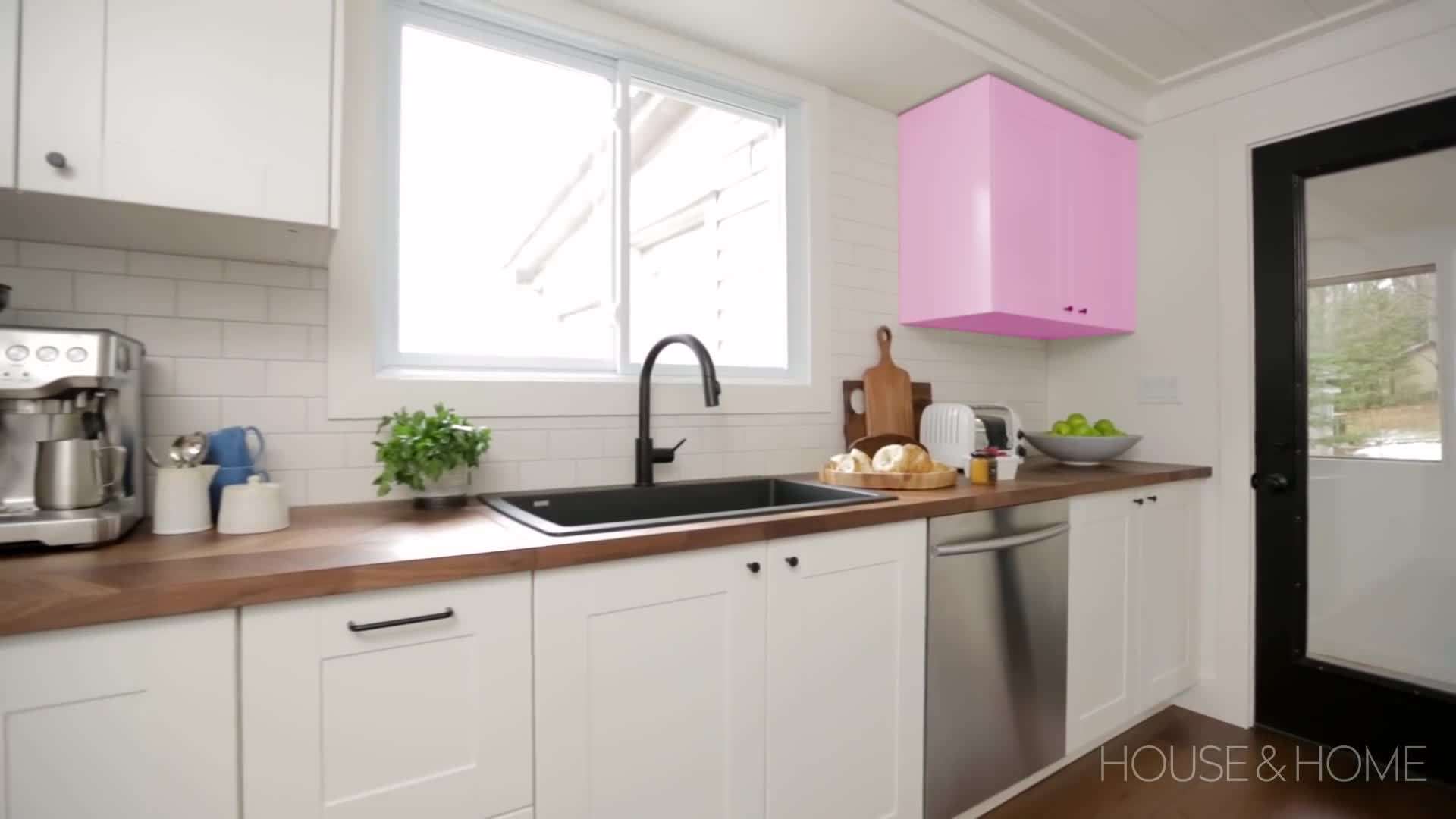 Before and after images of a kitchen renovation project