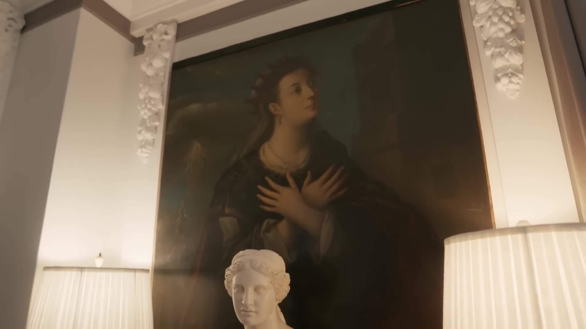 Antique Chandelier in Foyer