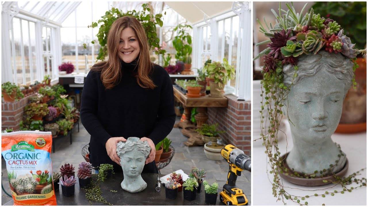 Planting a Succulent Head Planter!