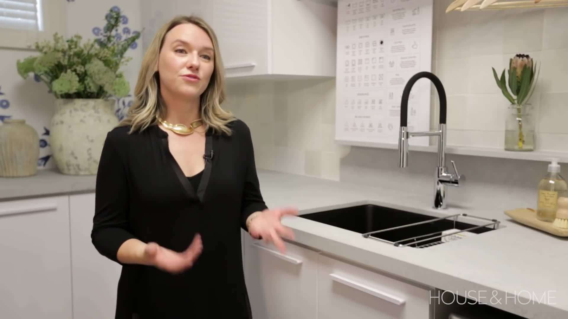 Baskets and bins help to sort and store laundry