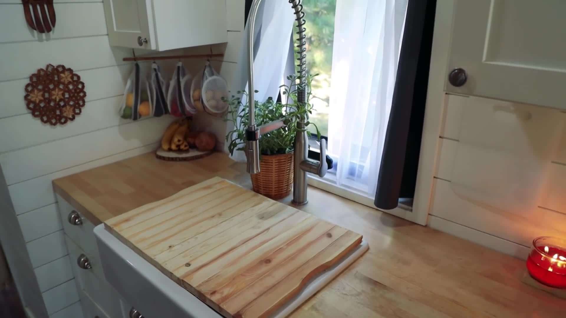 Panoramic view of the bus parked in a stunning national park
