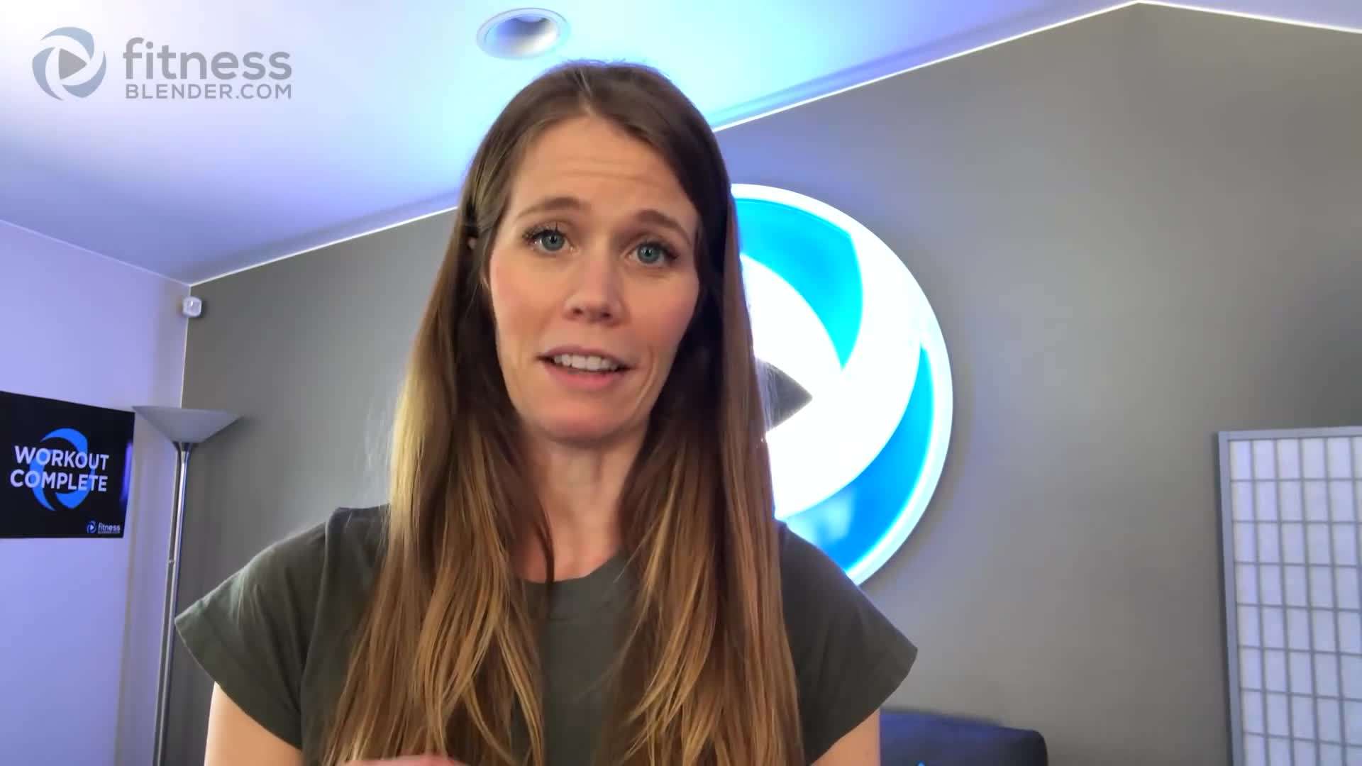 FitnessBlender demonstrating a stability exercise for core strength