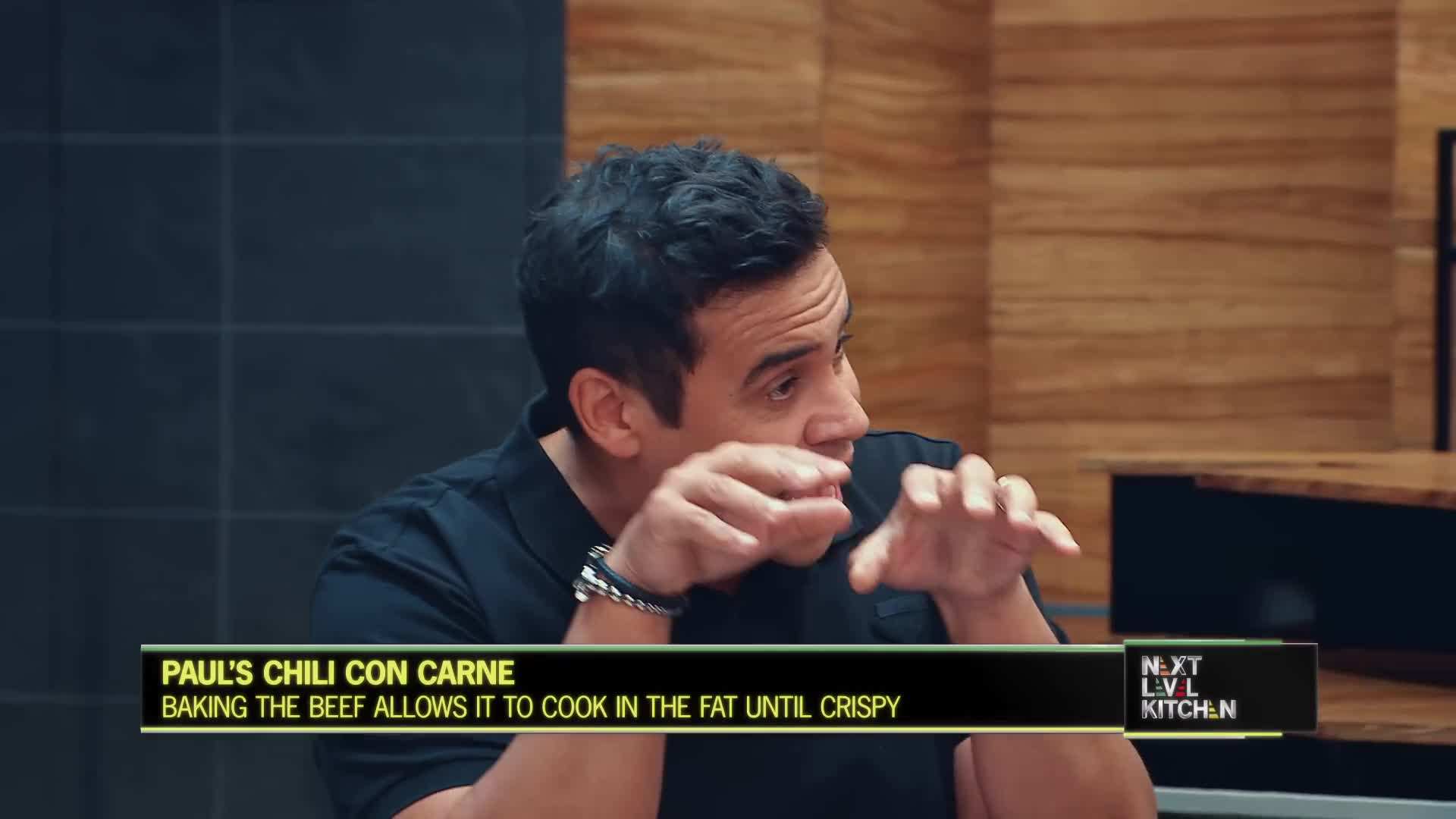 Adding grated dark chocolate to chili con carne