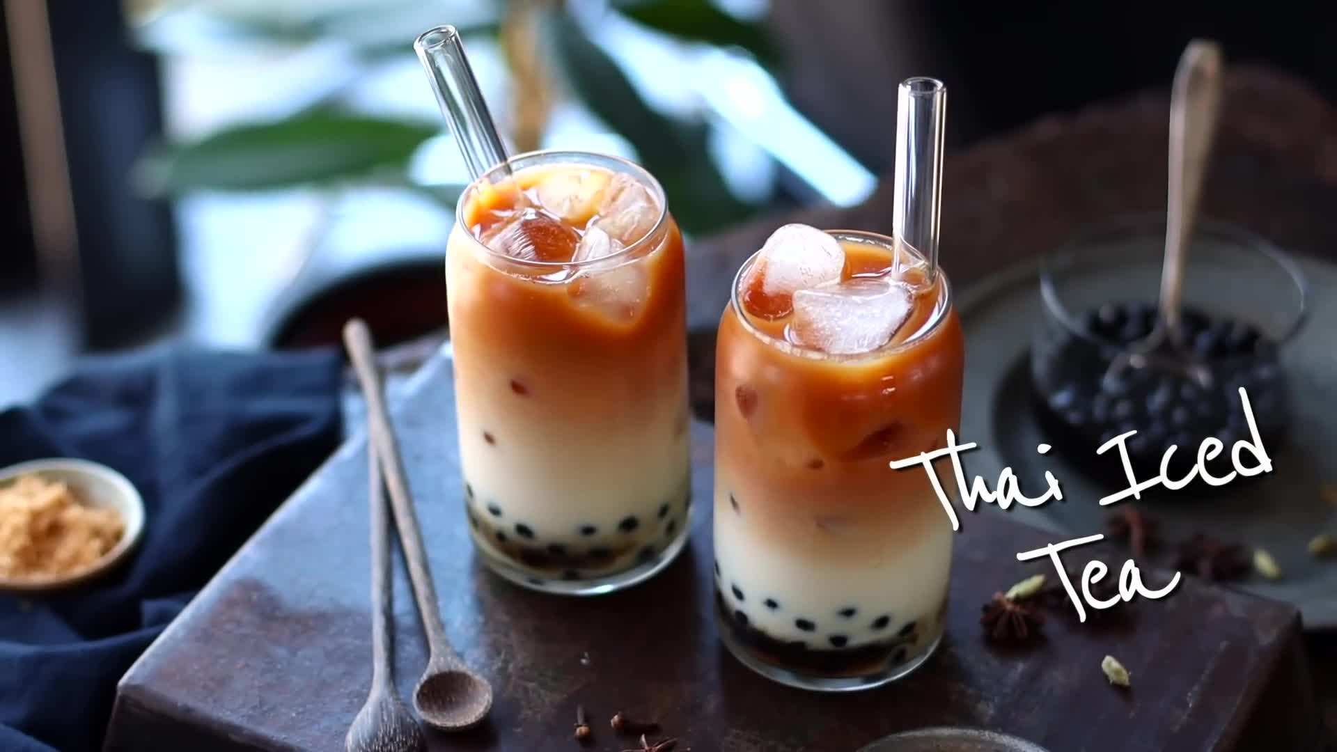 Adding tapioca pearls to the serving glass