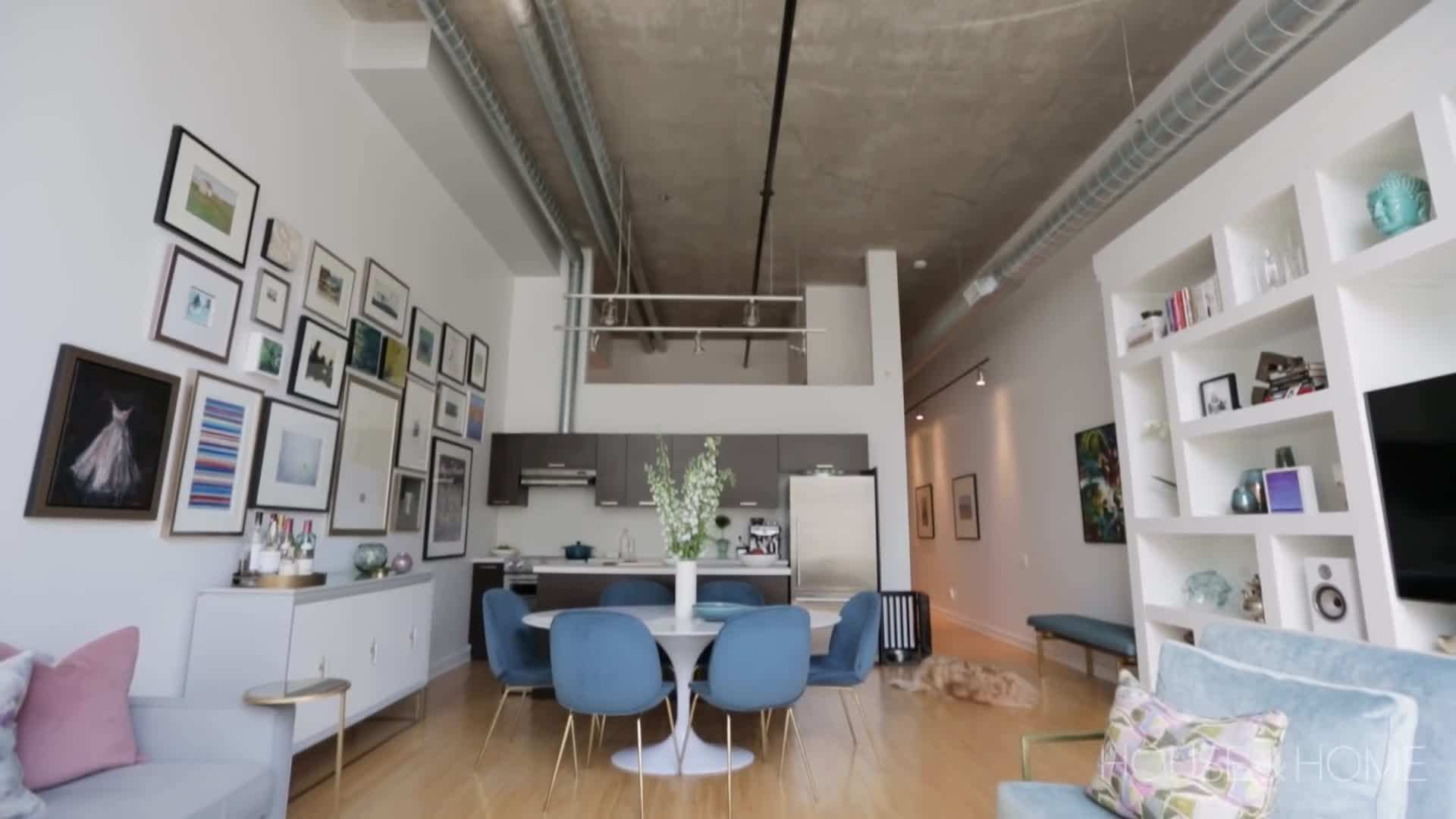 Close-up of colorful accent wall in the living room