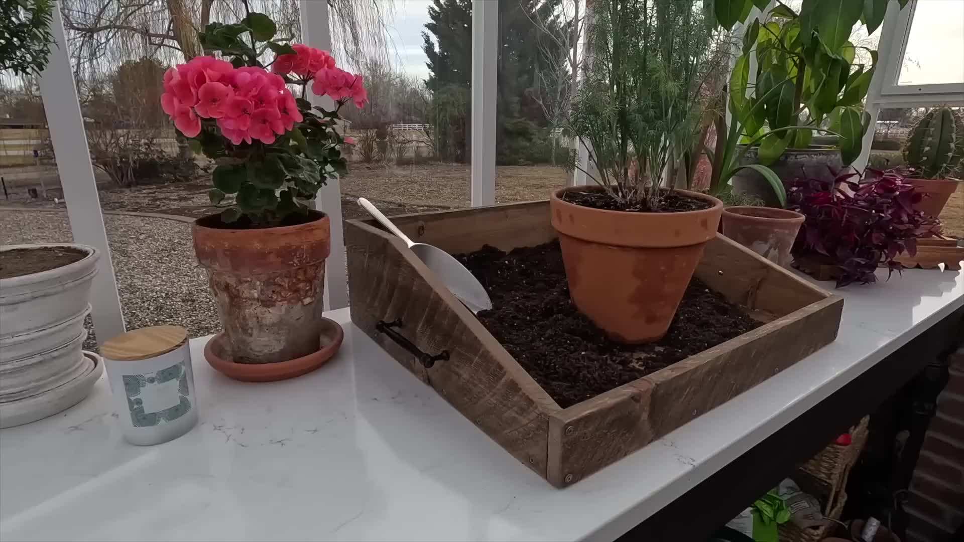 Sanding the DIY wood potting tray