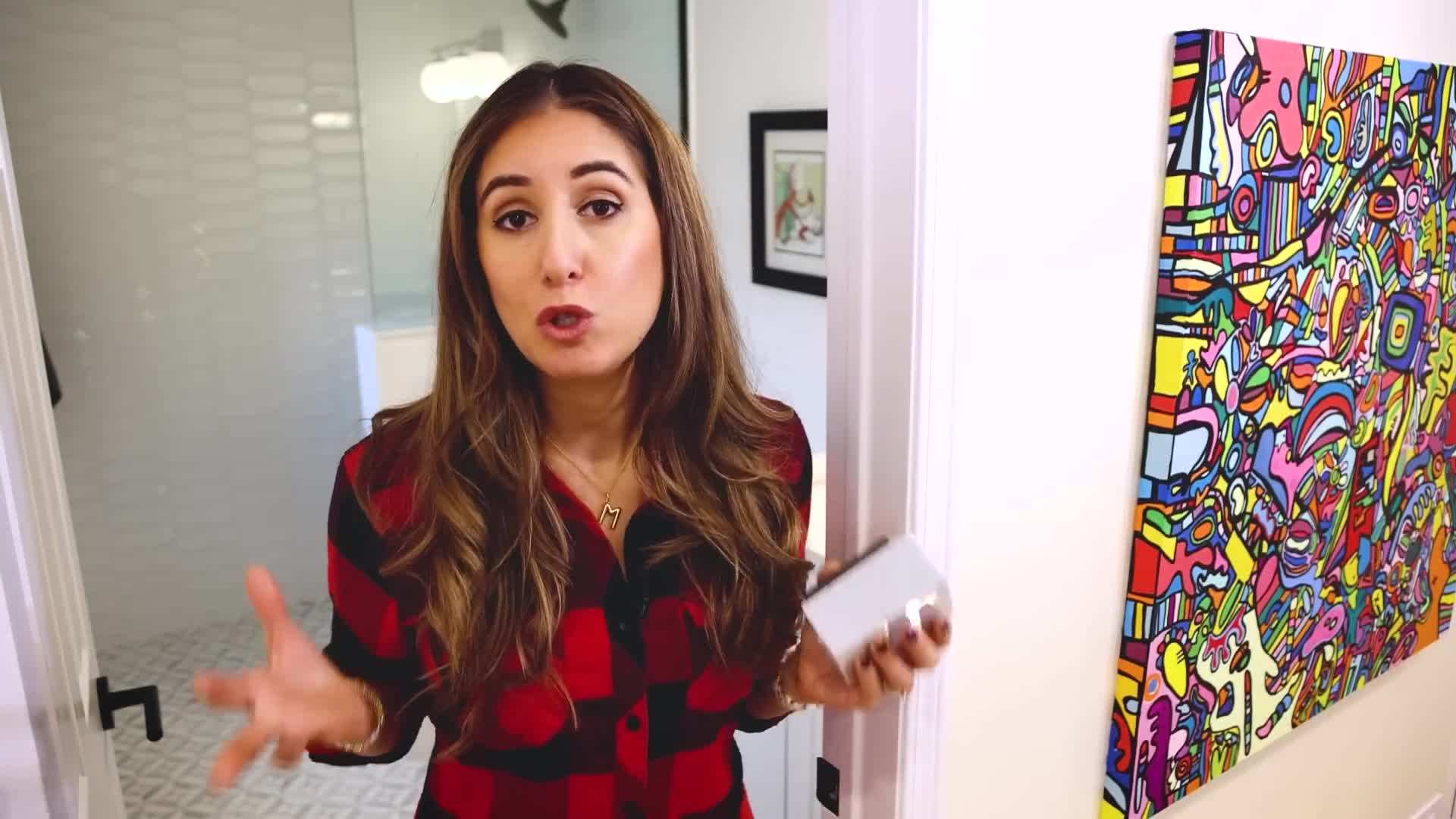 Illustration of using a pumice stone on a shower