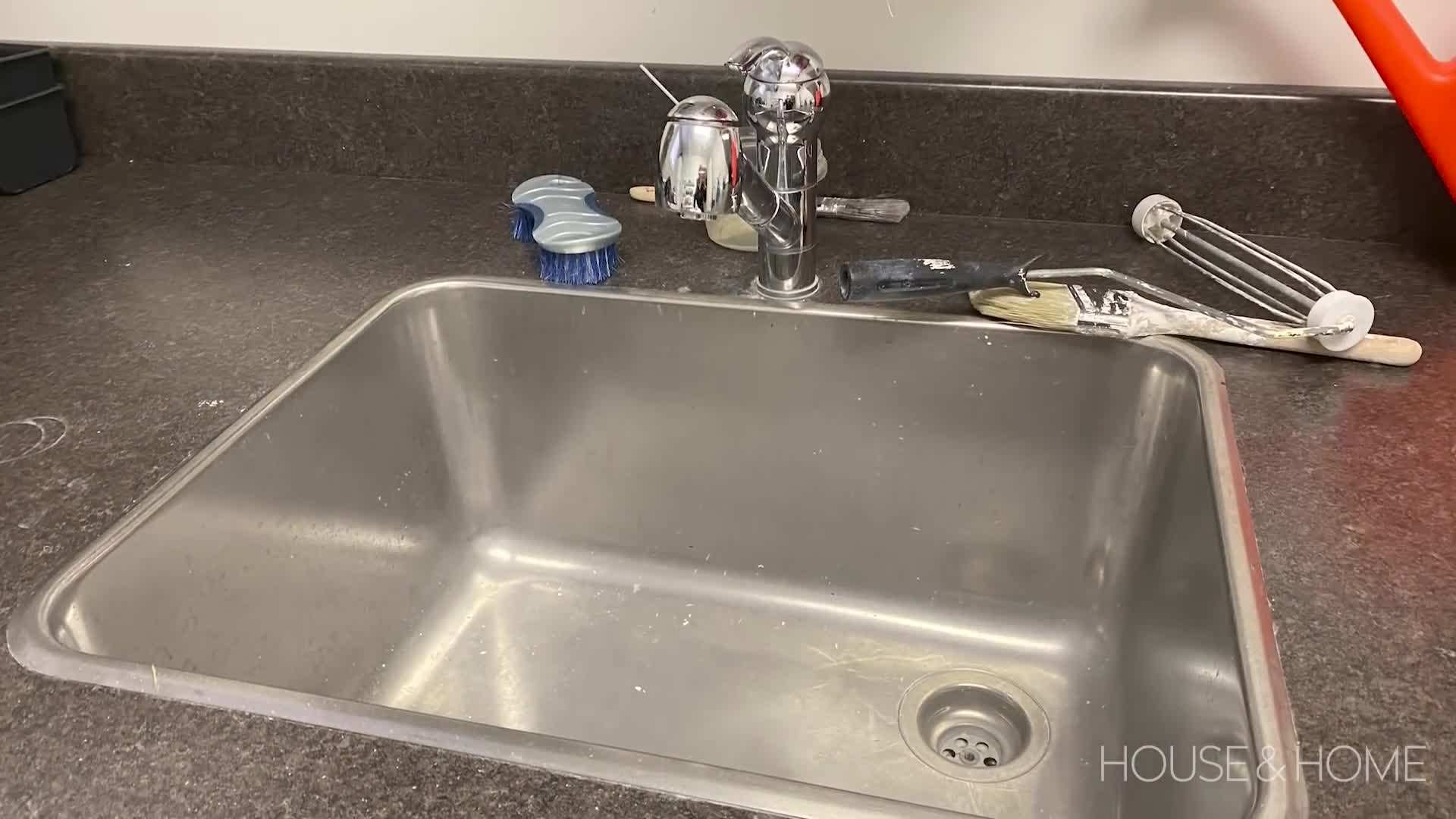 Patterned backsplash adds character to the laundry room