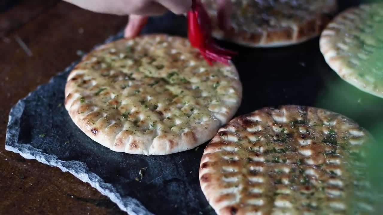 Stack of Fluffy Vegan Pancakes with Maple Syrup