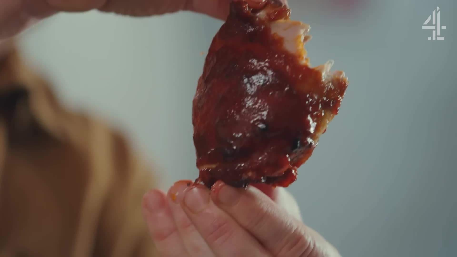 Paprika glazed wedges baking in the oven