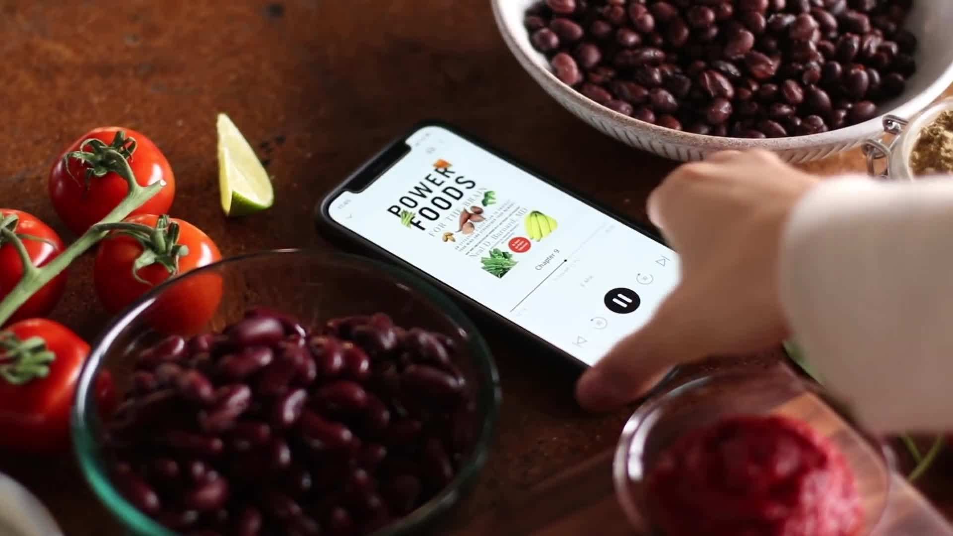 A visual of a person practicing mindful eating
