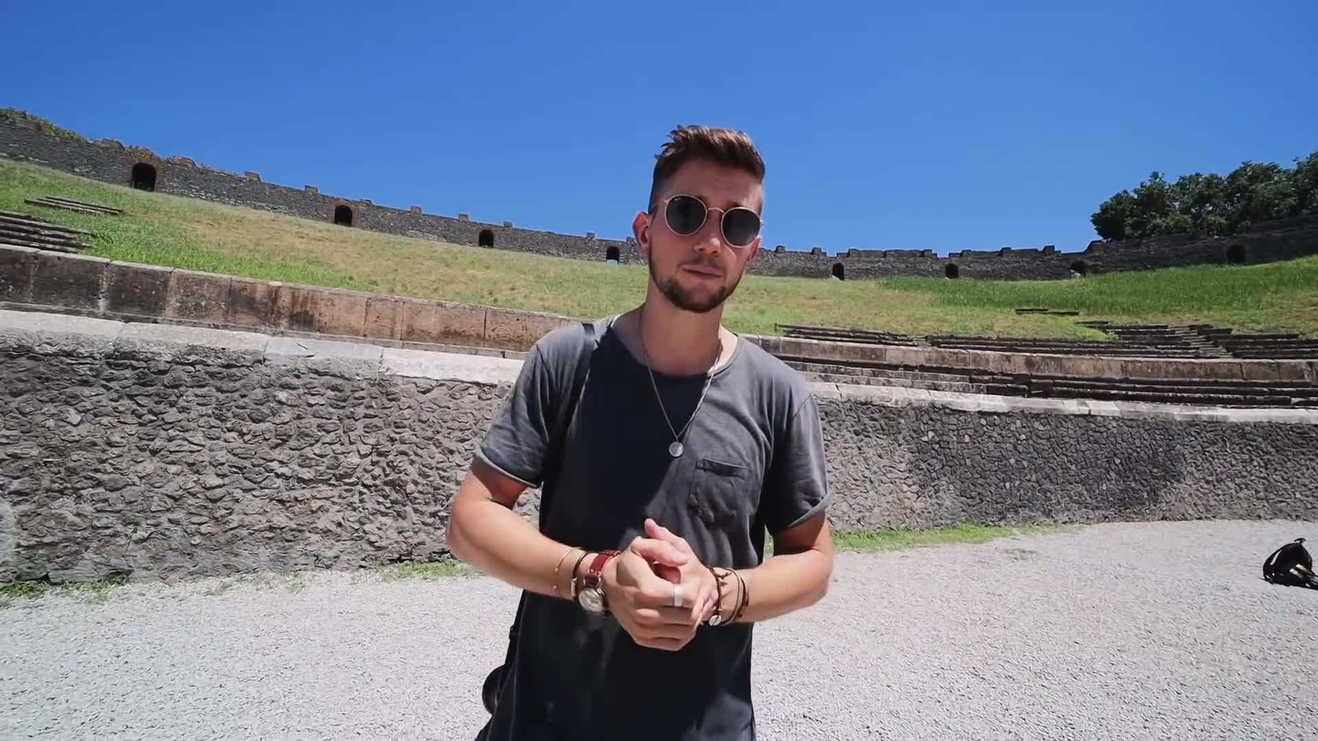 Archaeologists excavating Pompeii