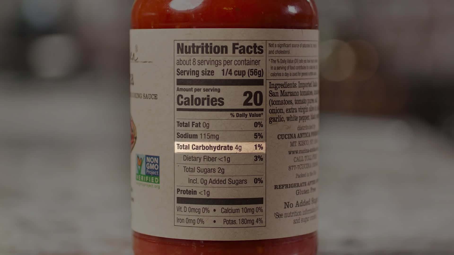 Determining carbohydrates and dietary fiber on a nutrition label