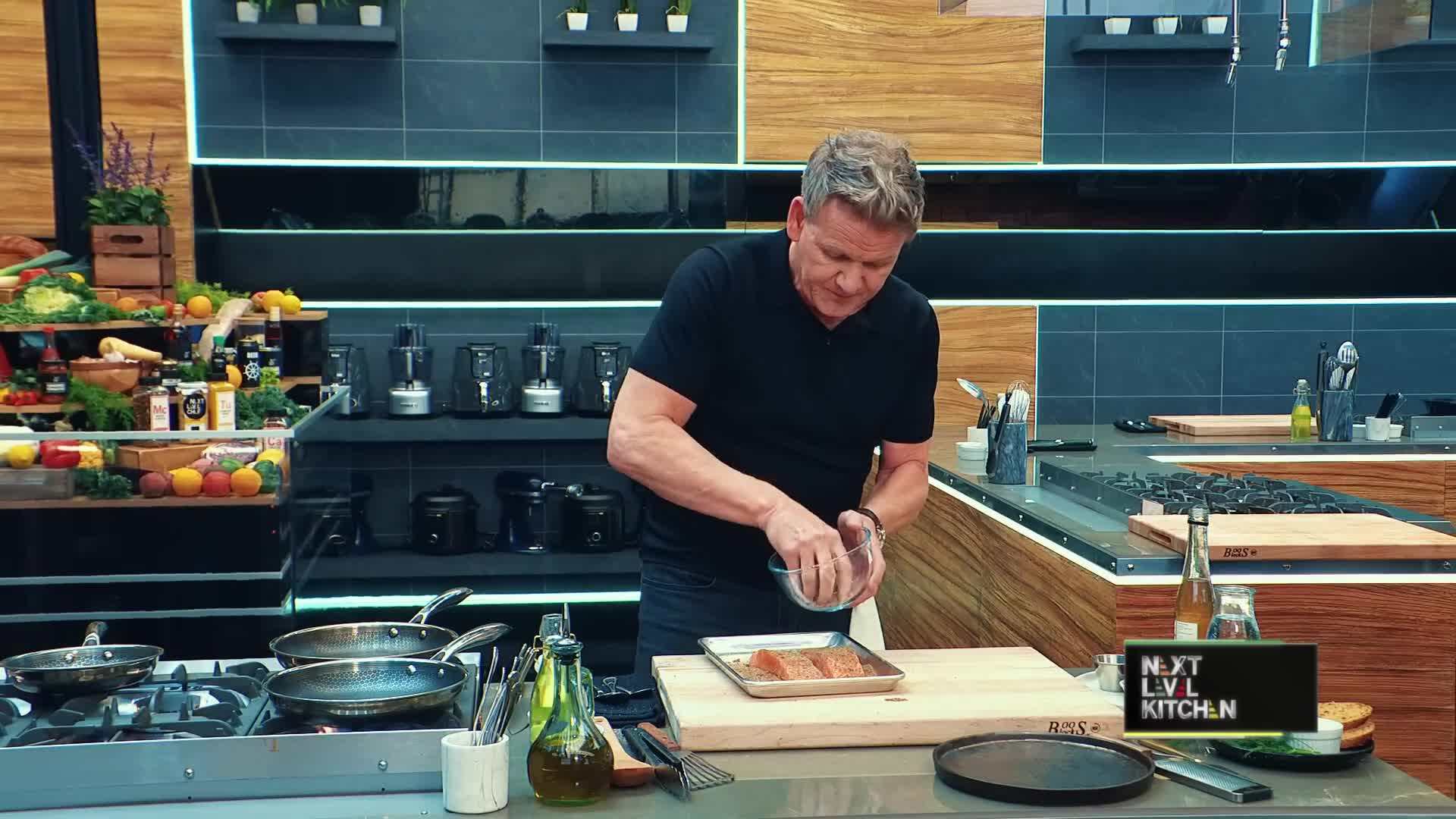 The pastrami rub creates a flavorful crust on the salmon