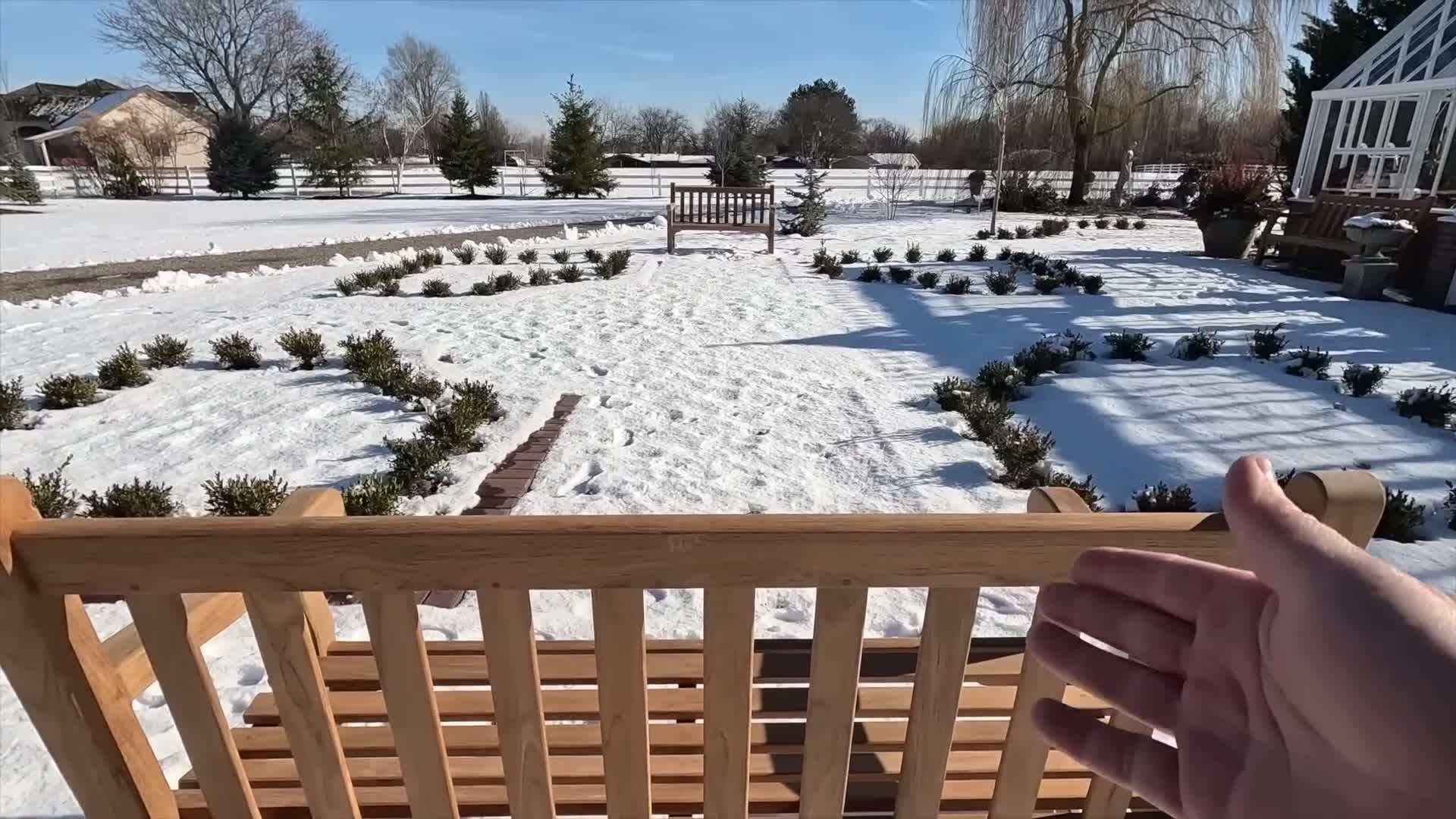 Close-up of the curved armrests