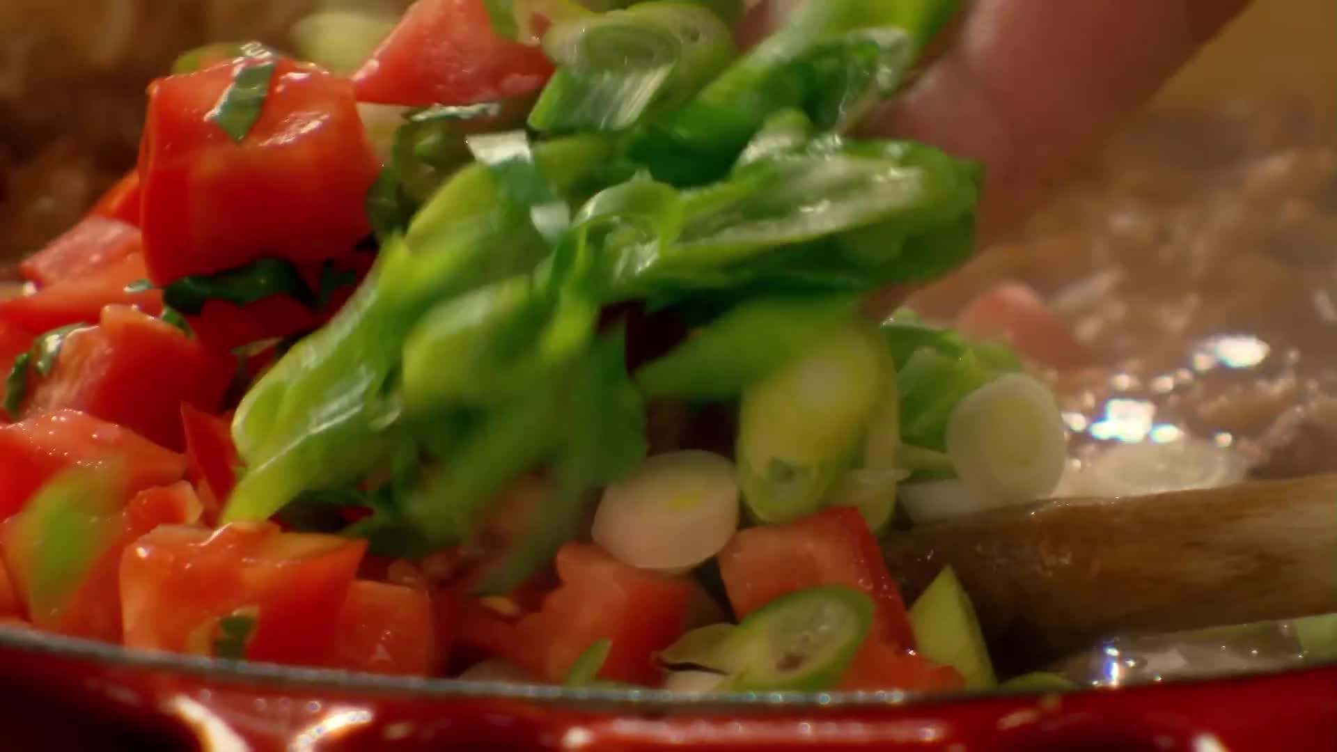 Adding the beef broth and red wine