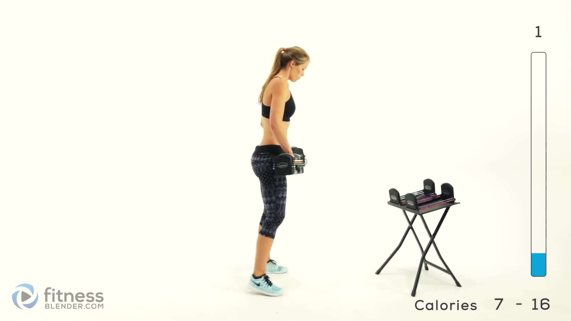 FitnessBlender performing a lunge exercise