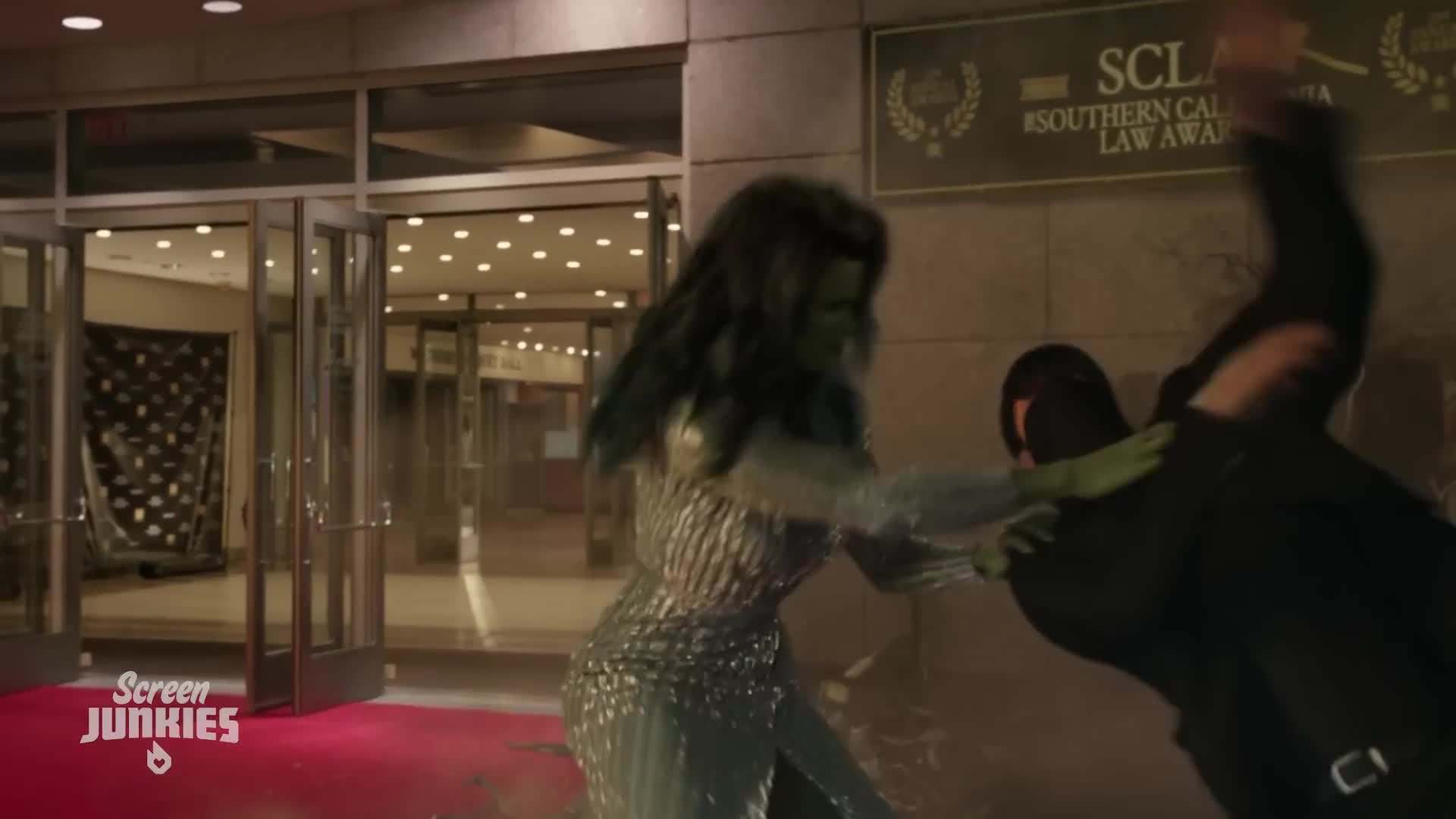 Jennifer Walters transforming into She-Hulk