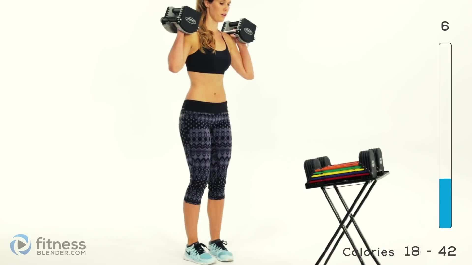 FitnessBlender demonstrating a glute bridge exercise