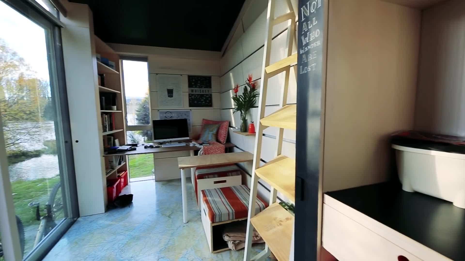 Exterior view of Doug's off-the-grid tiny home