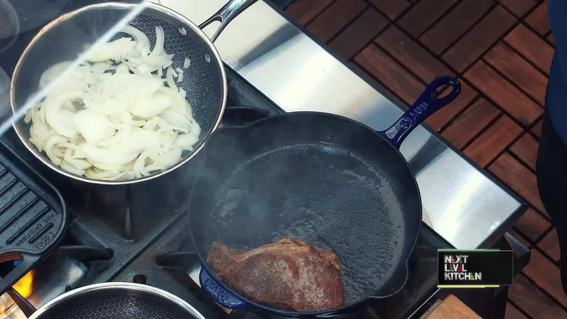 Seasoning the beef with salt and pepper