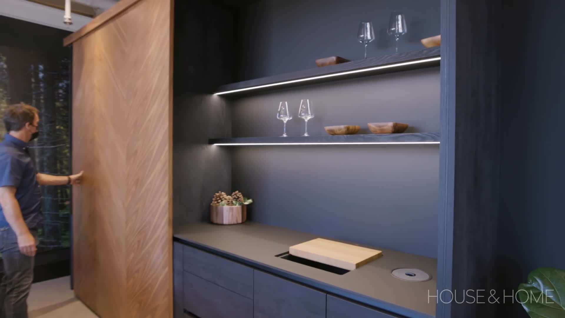 Close-up of the sleek stainless steel appliances