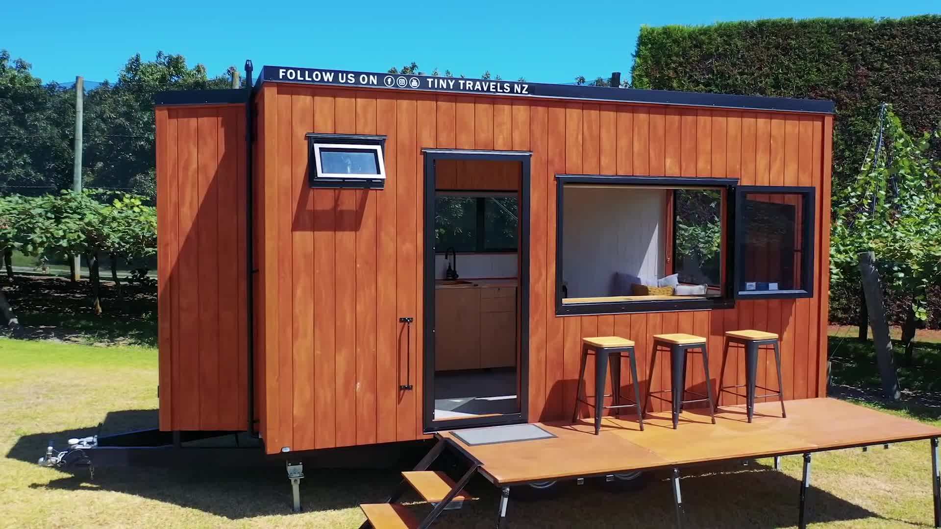 Interior of the tiny house showcasing smart storage solutions