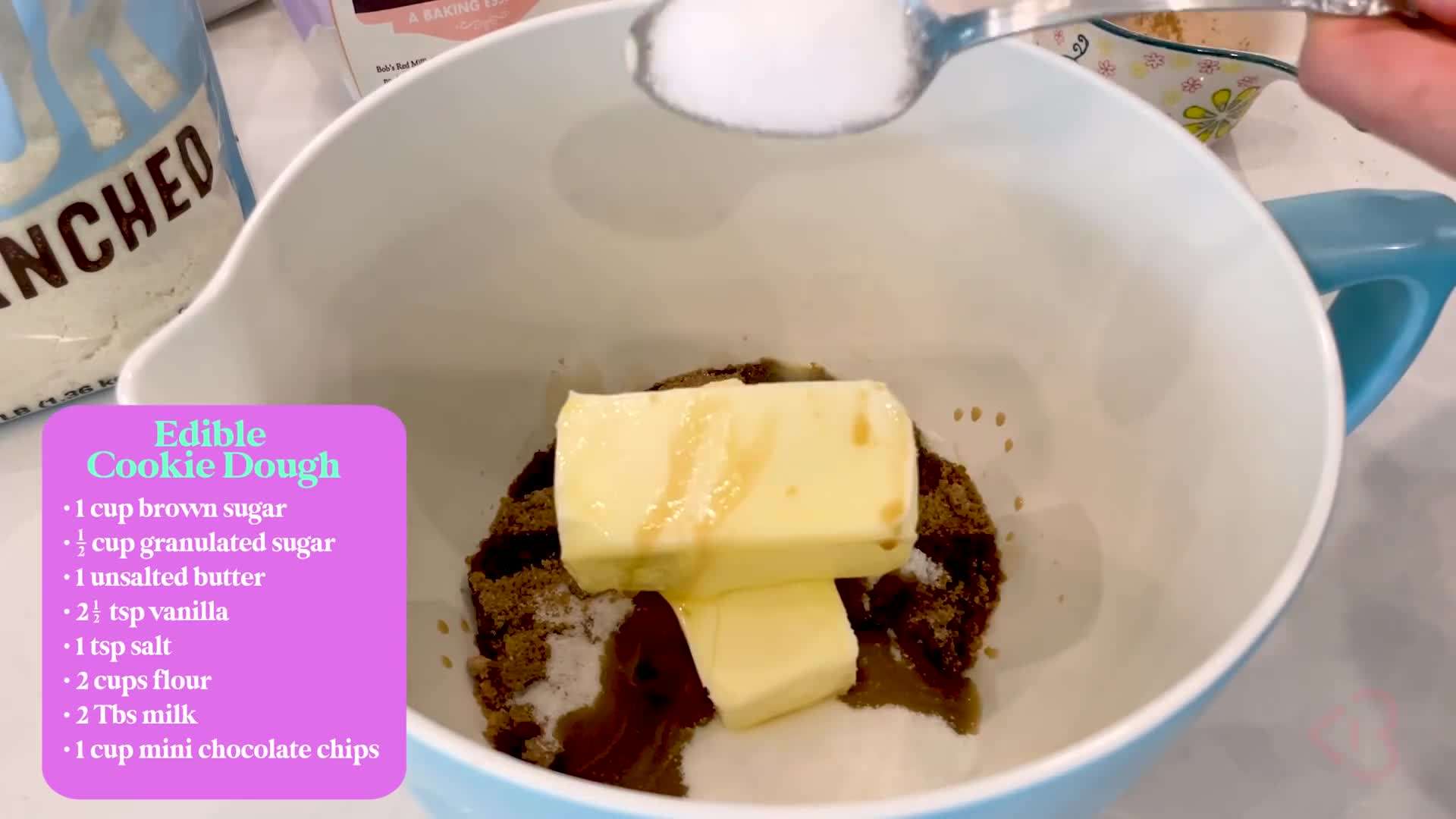 Adding the chocolate chips and cookie dough