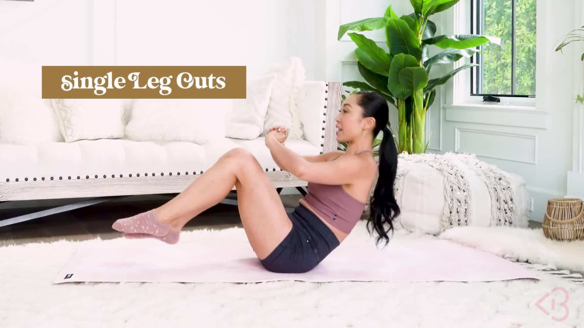 Illustration 3: blogilates demonstrating seated leg lifts