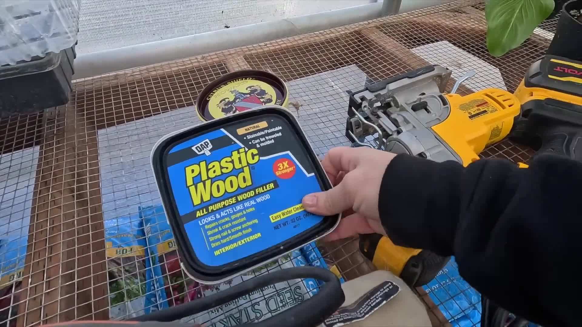 Measuring and marking the wood for DIY wood potting tray