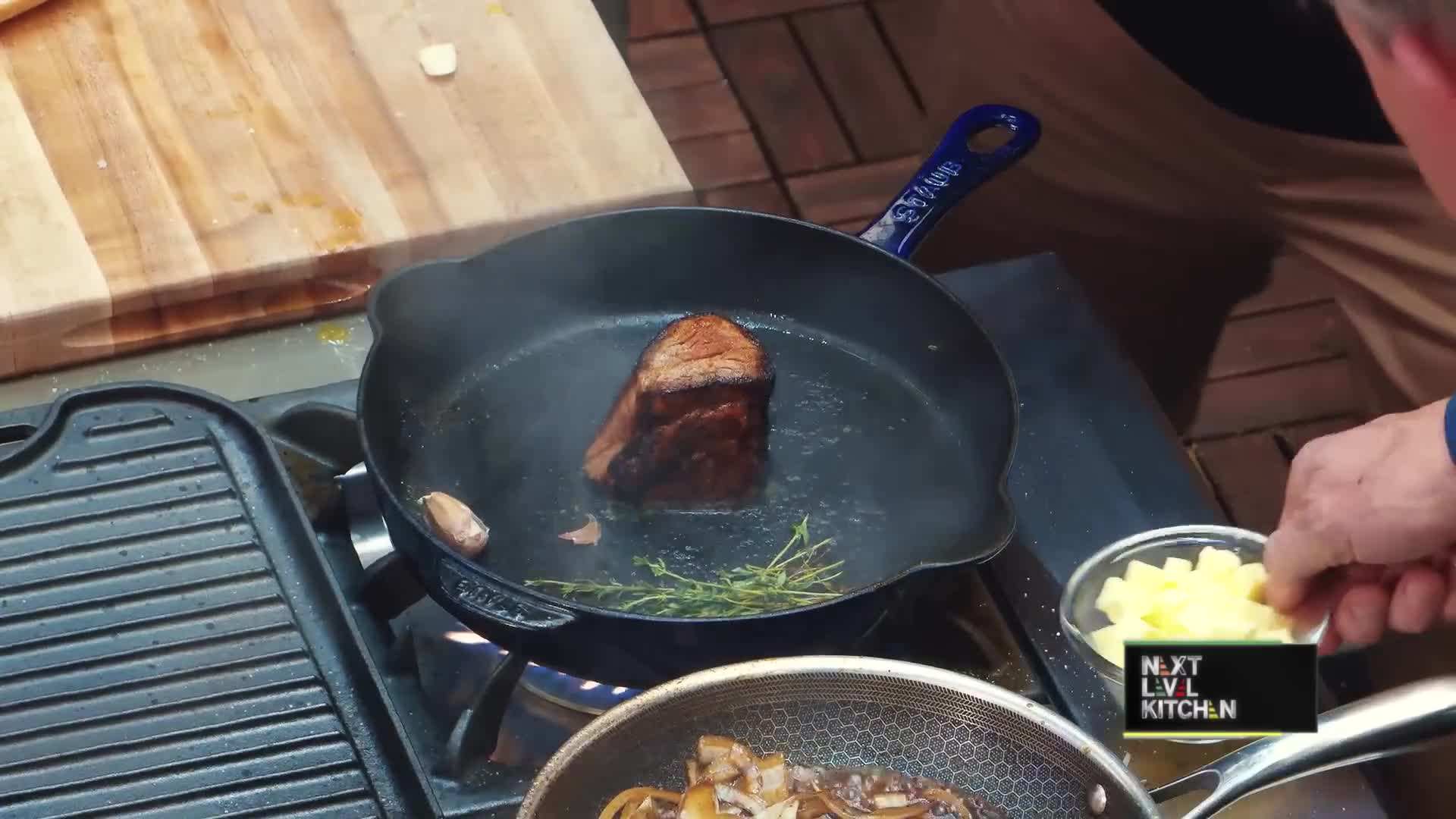 Grilling the steak to perfection