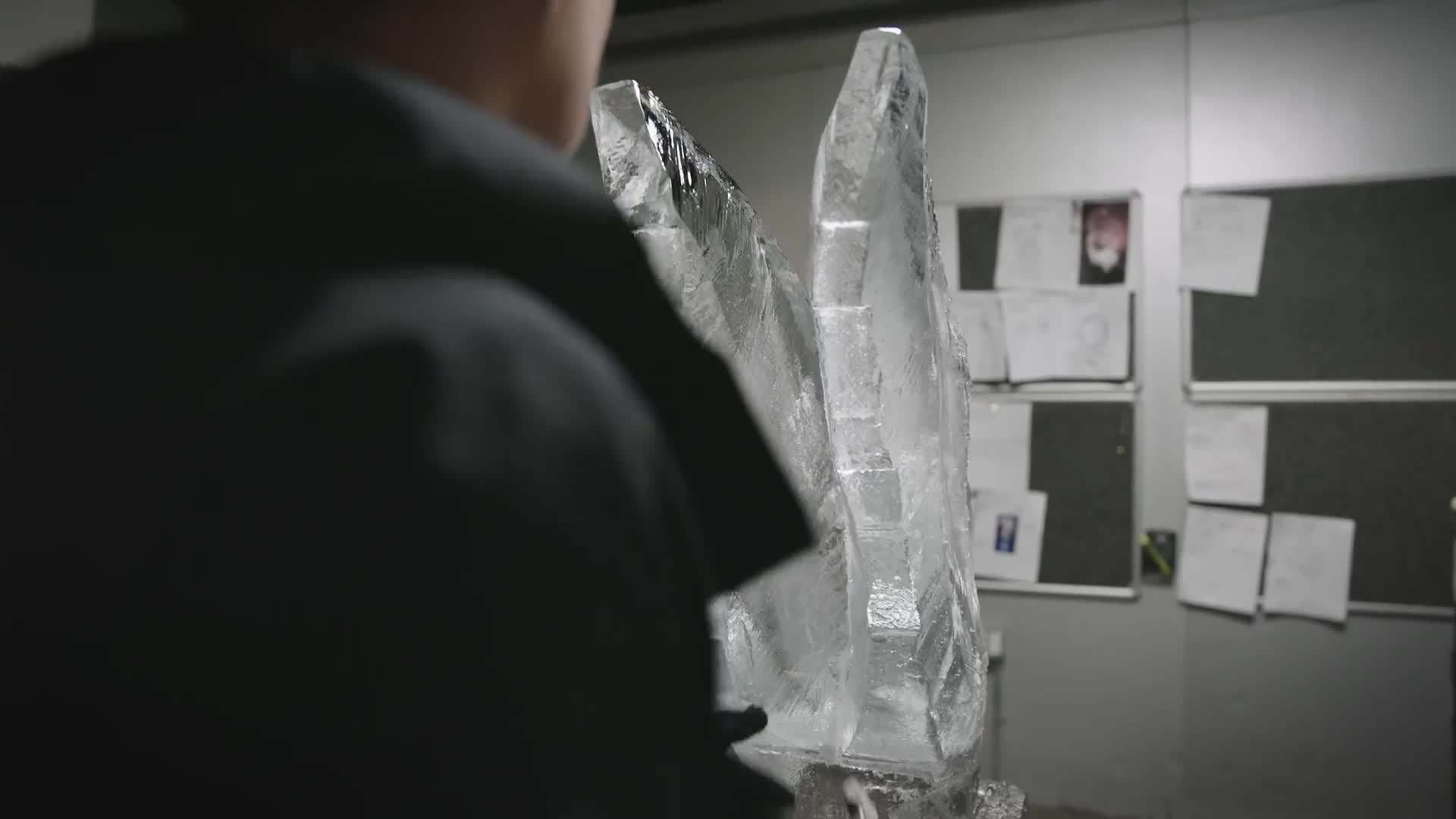 Close-up of the carved ice details