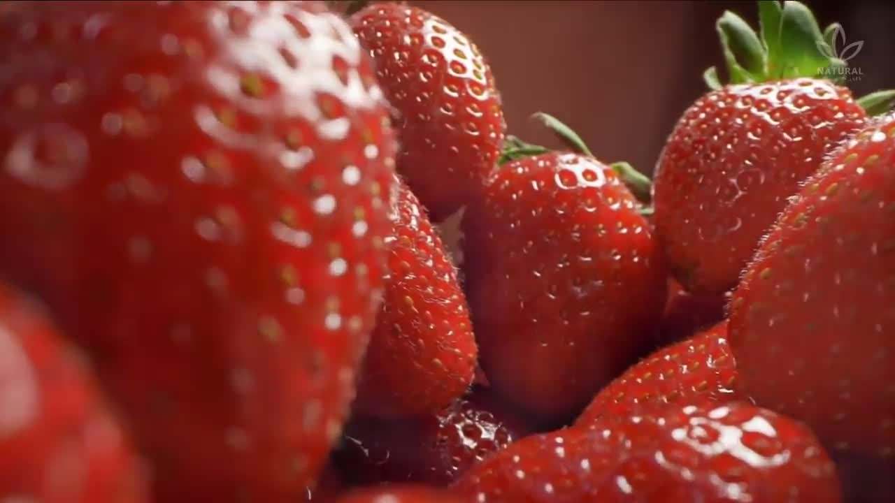 Close-up of a sliced strawberry