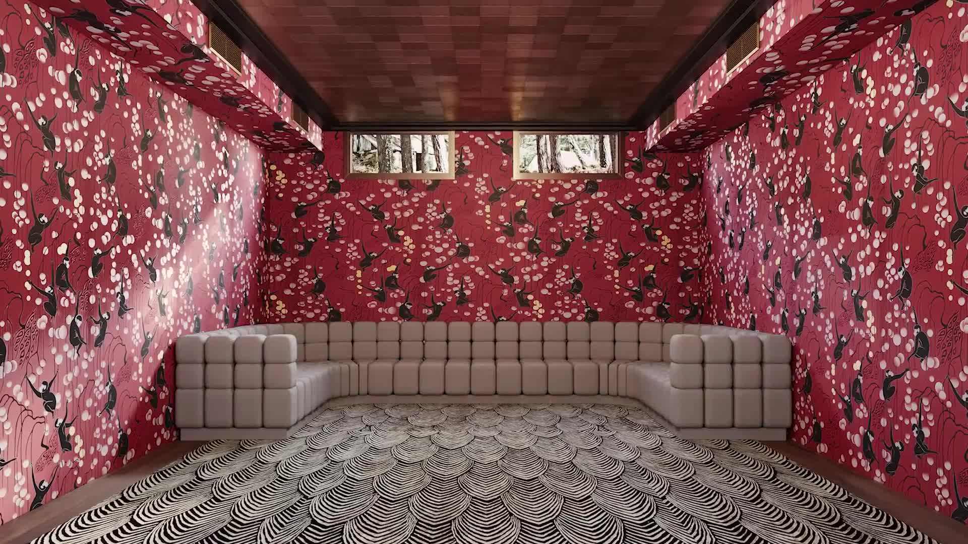 A spacious and minimalist bar area with a quartz countertop