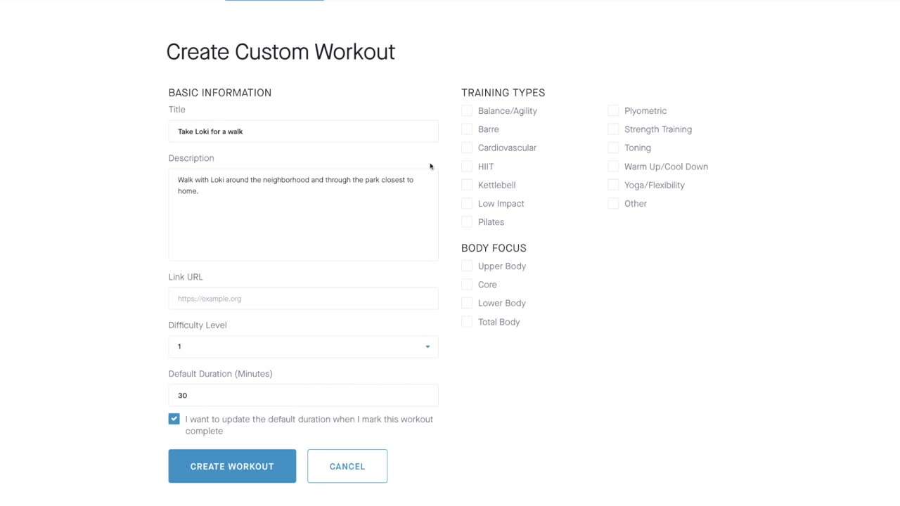 Custom workout plans