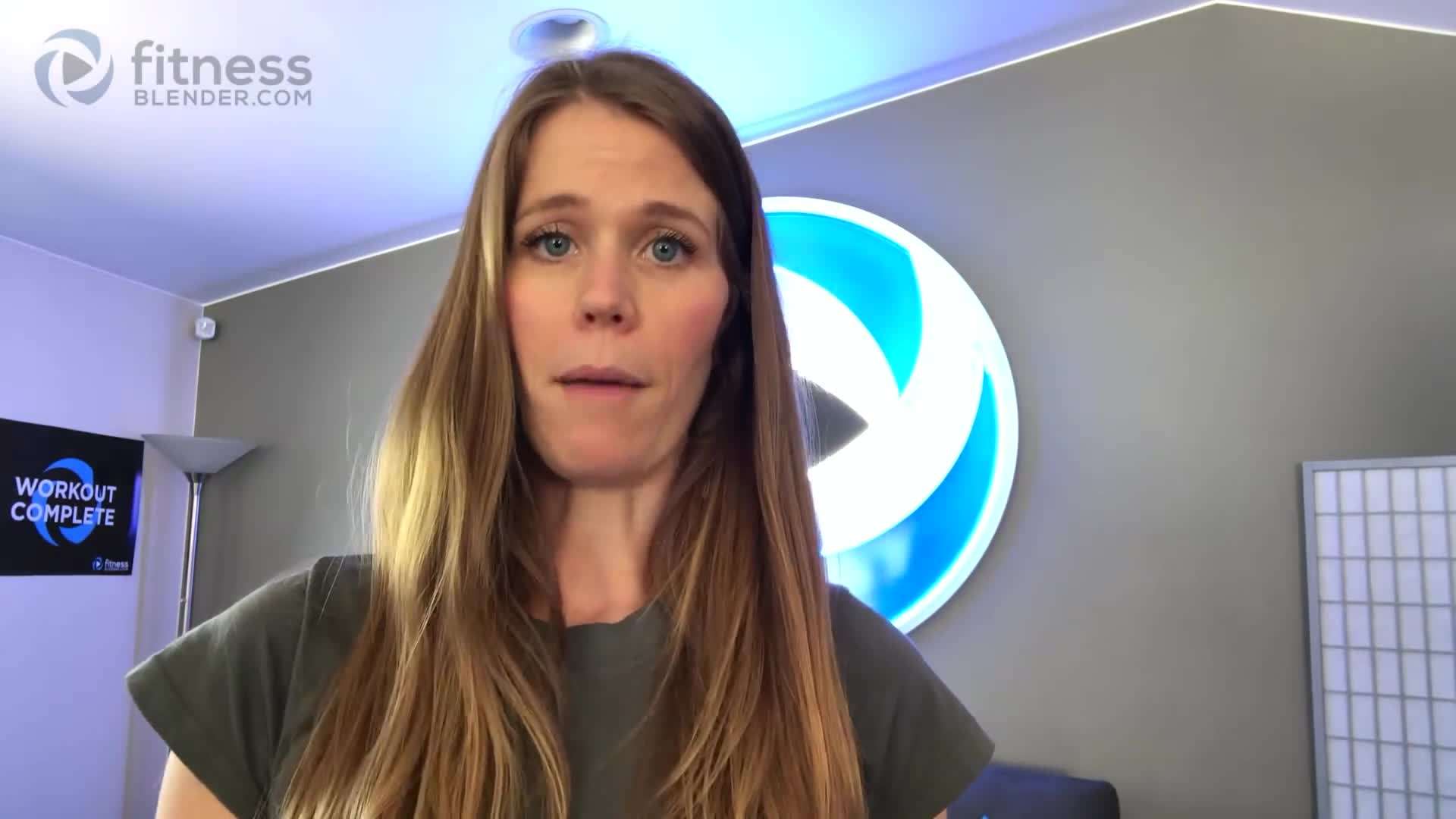 FitnessBlender demonstrating a core exercise