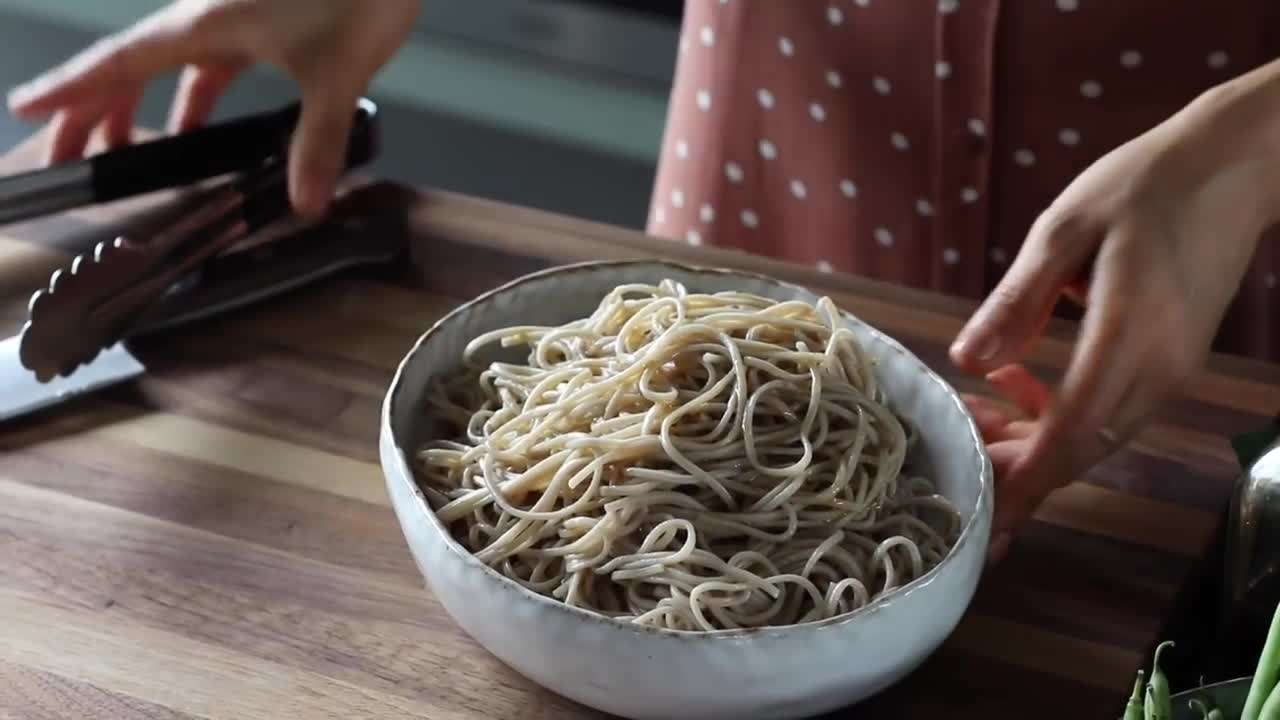 Vegetarian Nourish Bowl with Tofu and Soba Noodles