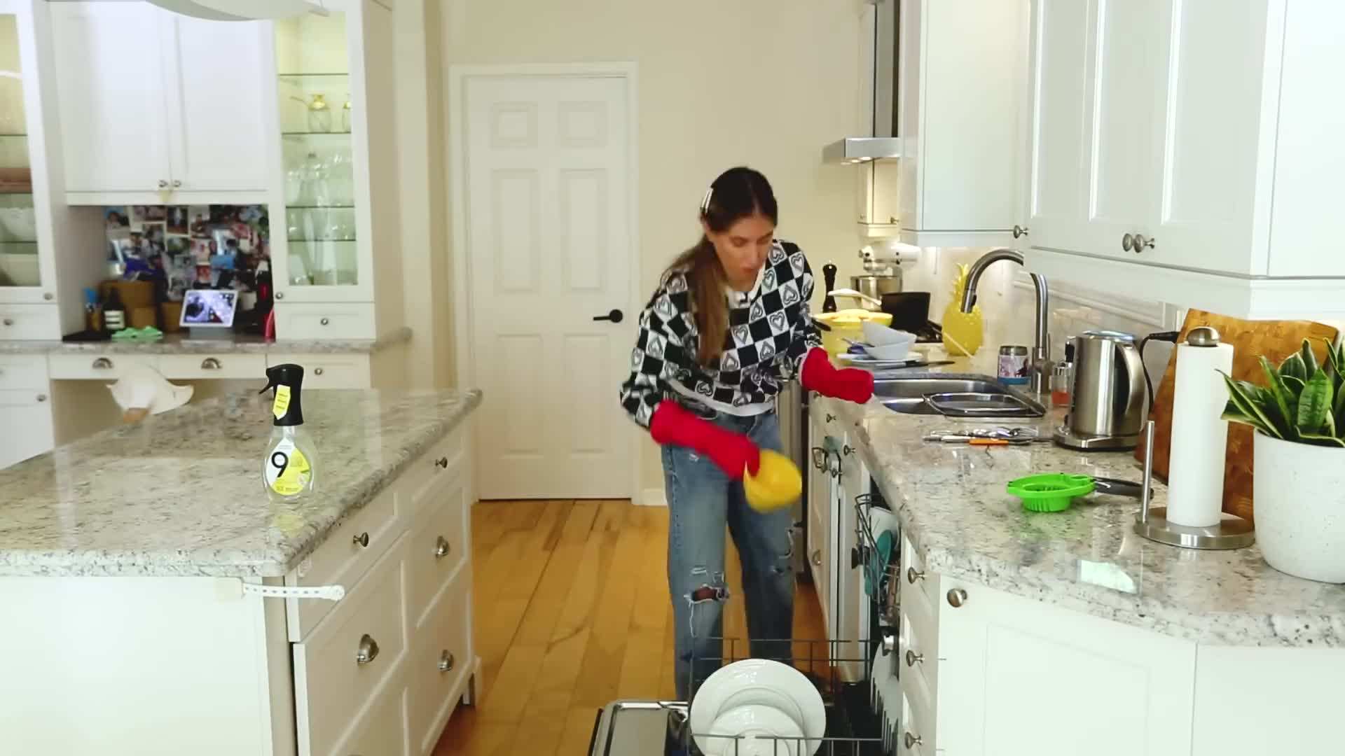 Wipe down the cabinets and drawers to remove any grease or grime