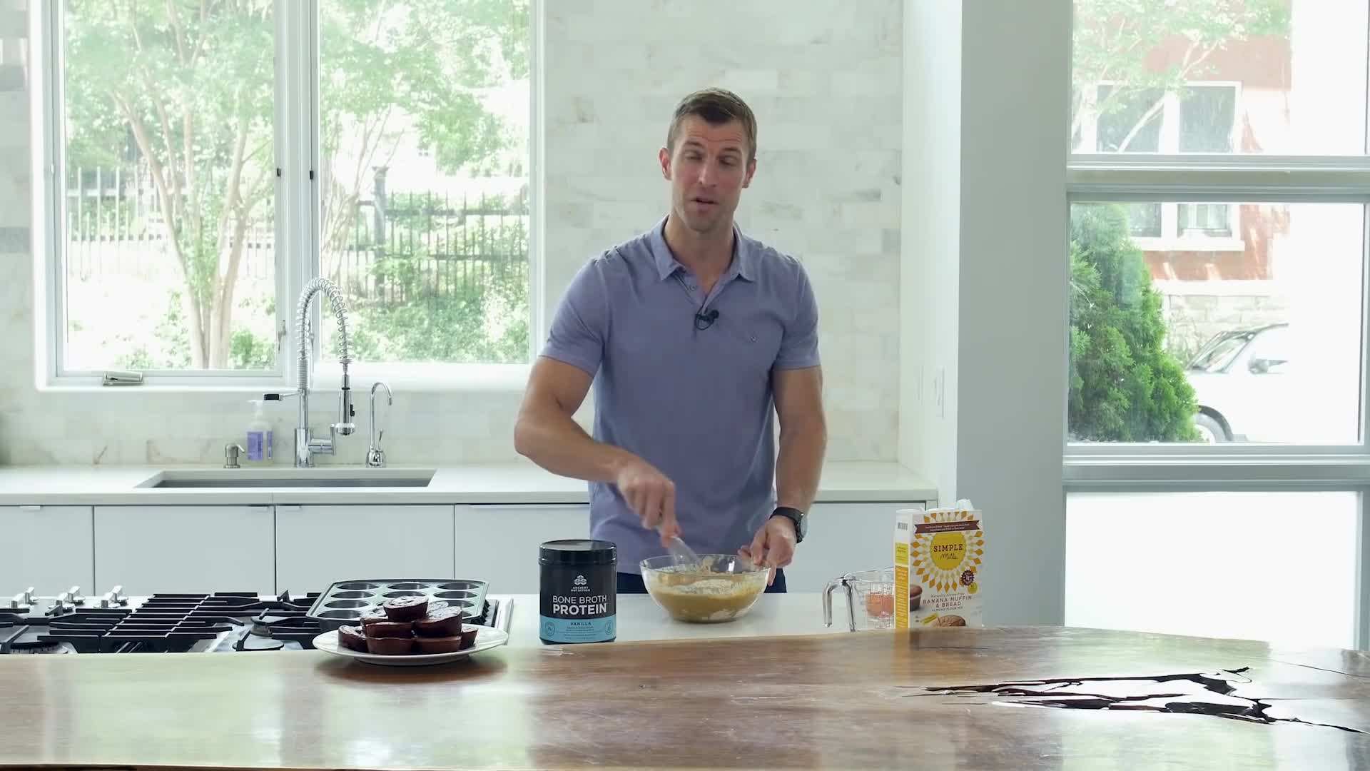 Enjoying a freshly baked Banana Protein Muffin