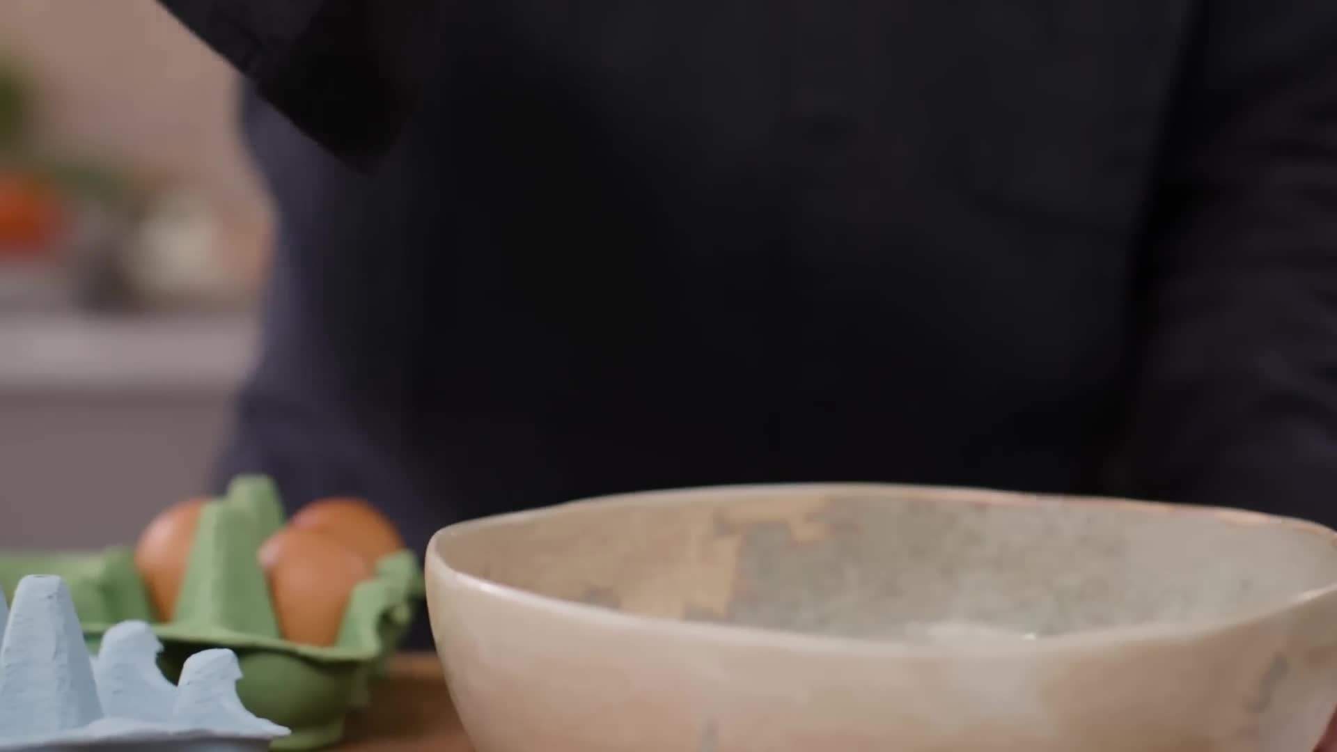 Mushrooms and kale being prepared for the frittata
