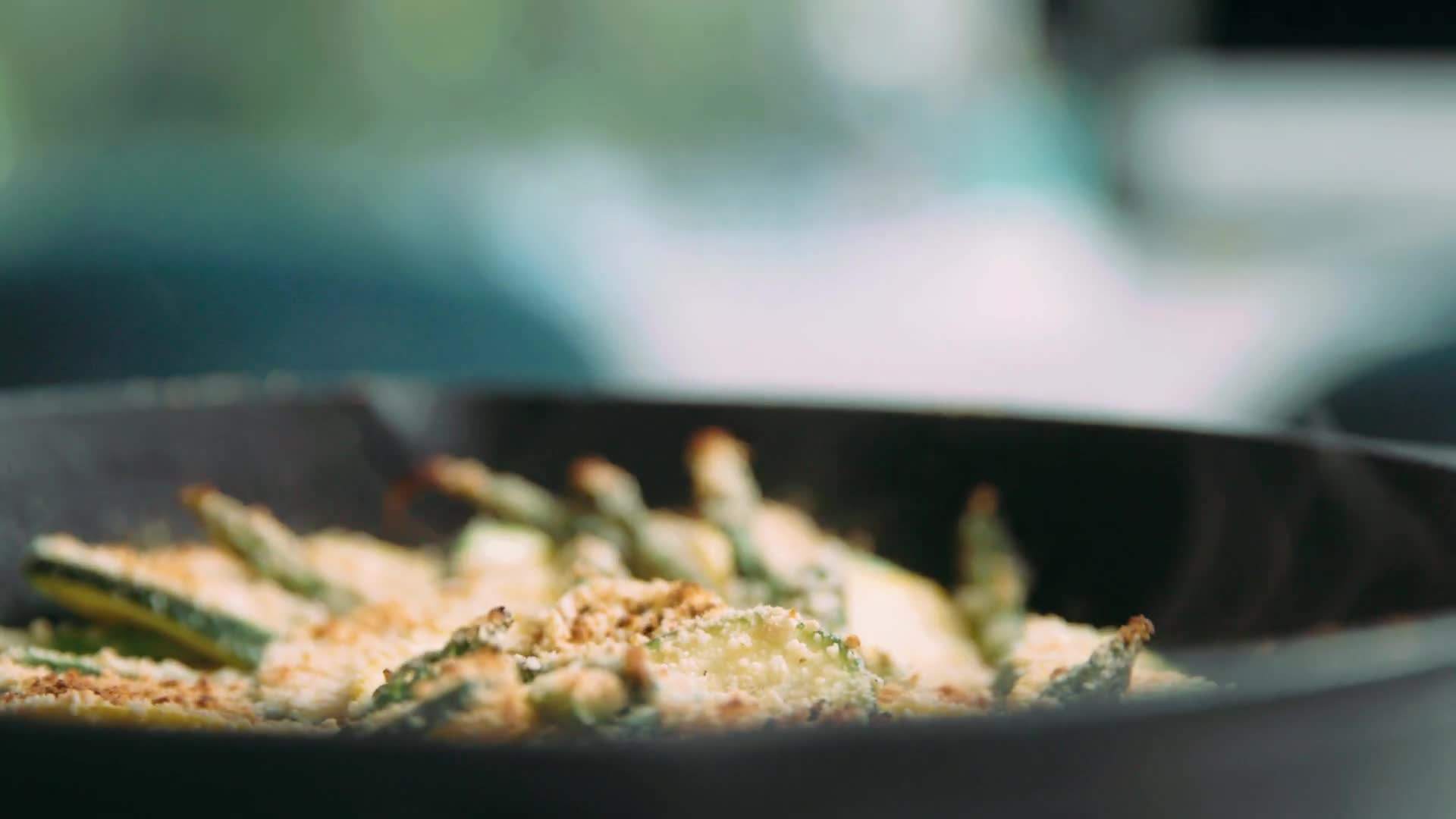 Roasted vegetables with cashew parmesan cheese