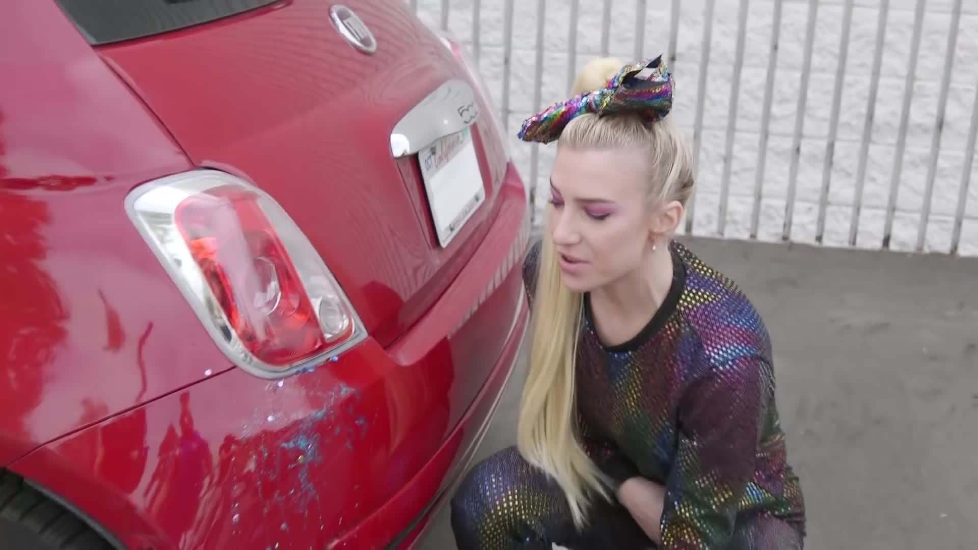 The aftermath: my car shimmering with JoJo's signature sparkle