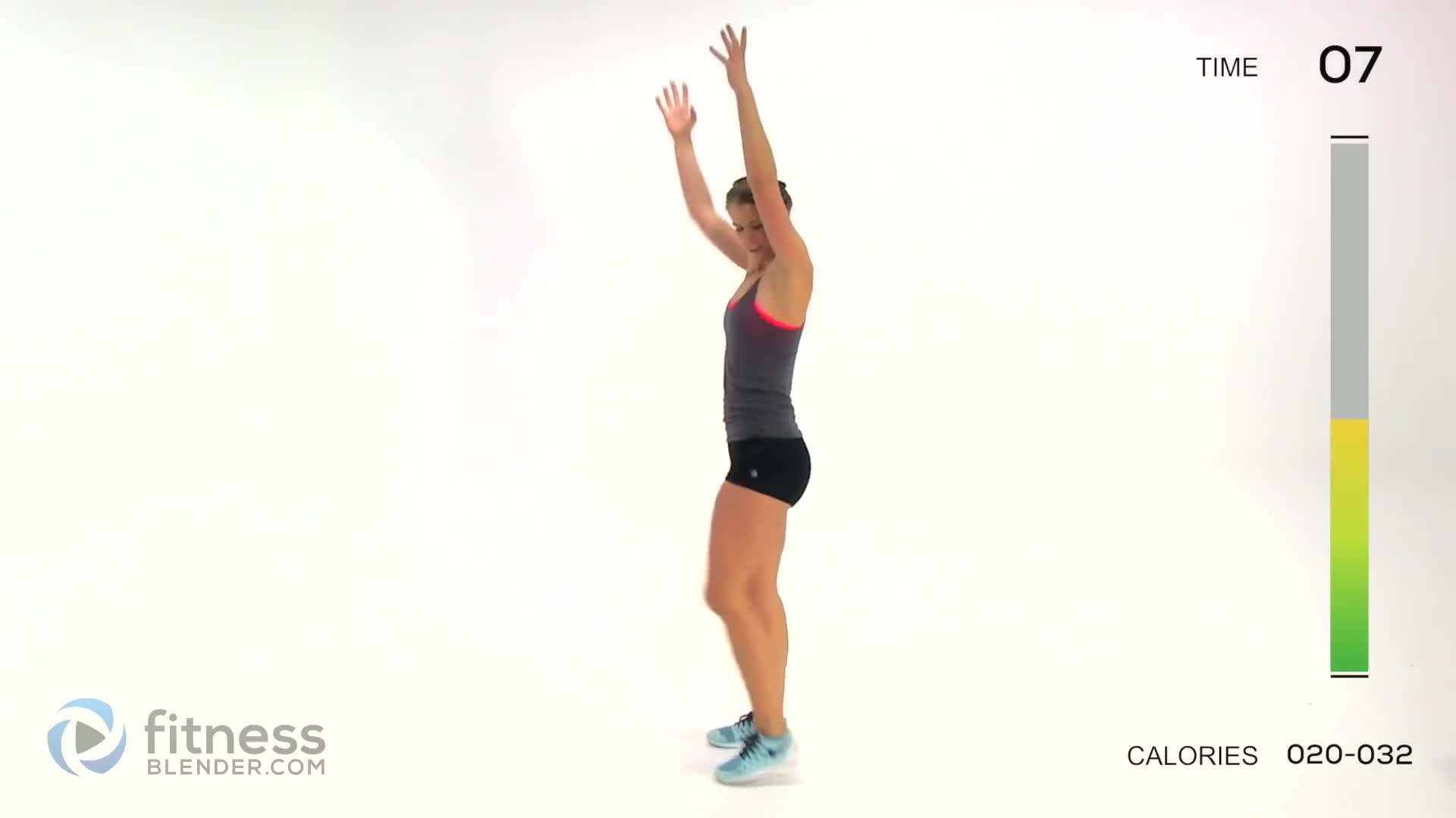 Demonstrating standing bicycle crunches
