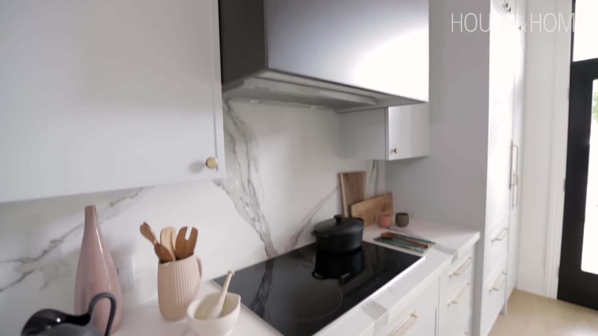 Extended countertop creates a breakfast bar